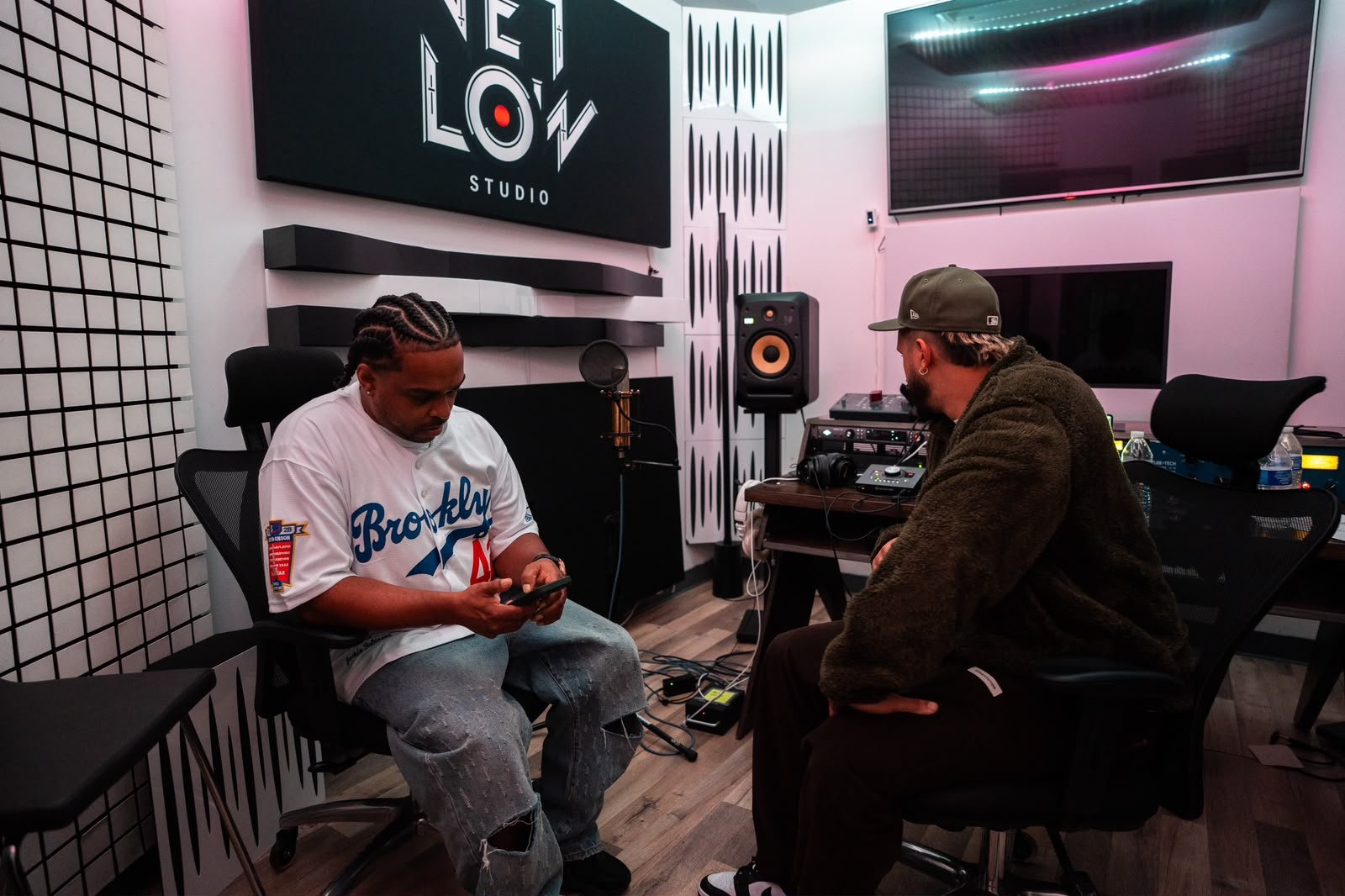 M1 Theking working with his engineer at Get Low Studio